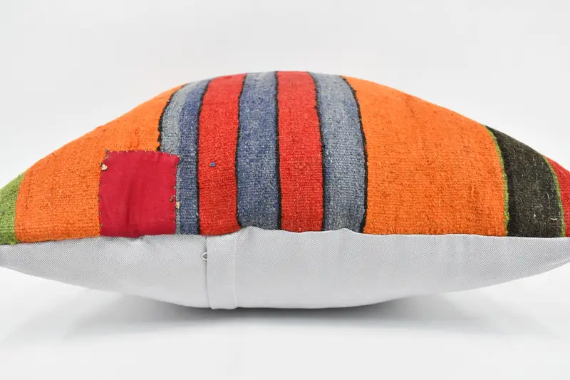 Cushion Case, Boho Pillow Sham Cover, Interior Designer Pillow, Accent Cushion, Christmas Pillow Case, Throw Kilim Pillow, 24x24 Orange Pillow Cover - 6