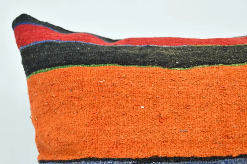 Cushion Case, Boho Pillow Sham Cover, Interior Designer Pillow, Accent Cushion, Christmas Pillow Case, Throw Kilim Pillow, 24x24 Orange Pillow Cover - 2