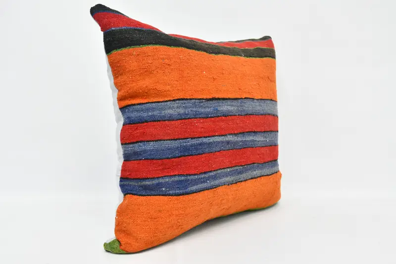 Cushion Case, Boho Pillow Sham Cover, Interior Designer Pillow, Accent Cushion, Christmas Pillow Case, Throw Kilim Pillow, 24x24 Orange Pillow Cover - 3