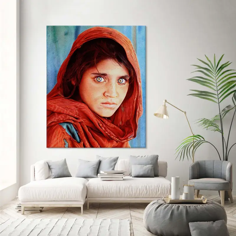 女の子の壁の装飾、アフガニスタンの女性​​アート、イノセンスの壁アート、キャンバスの装飾、美術品、展示ウォールアート、ビーチファルアイズガール、大きな壁の装飾 - 3