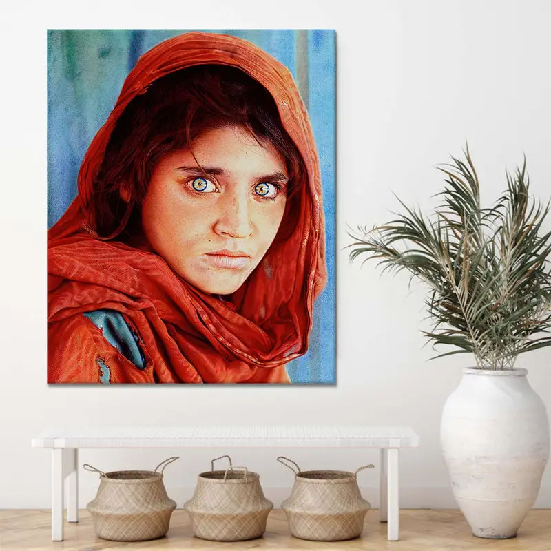 女の子の壁の装飾、アフガニスタンの女性​​アート、イノセンスの壁アート、キャンバスの装飾、美術品、展示ウォールアート、ビーチファルアイズガール、大きな壁の装飾 - 1