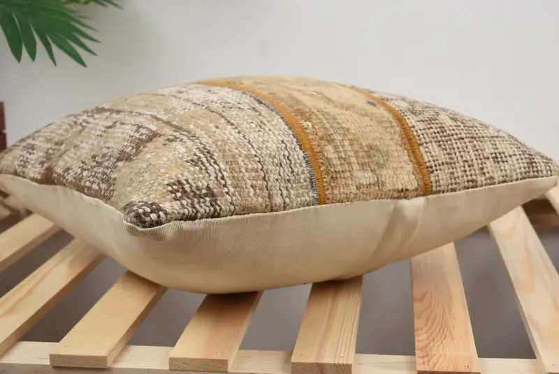 Cushion, 16x16 Brown Pillow, Handmade Rug Seat Cushion, Interior Designer Pillow, Ethnical Kilim Rug Pillow, Gift Pillow - 4