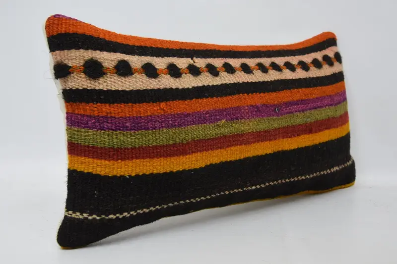 Bolster Cushion, Vintage Pillow, Throw Kilim Pillow, Kilim Cushion Sham, 12x24 Black Pillow Cover, Lounge Throw Cushion Case, Pillow Sham - 3