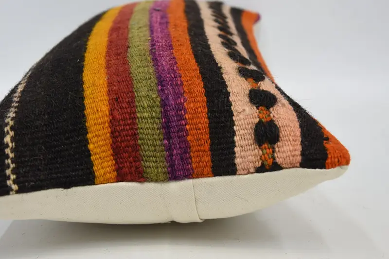 Bolster Cushion, Vintage Pillow, Throw Kilim Pillow, Kilim Cushion Sham, 12x24 Black Pillow Cover, Lounge Throw Cushion Case, Pillow Sham - 5