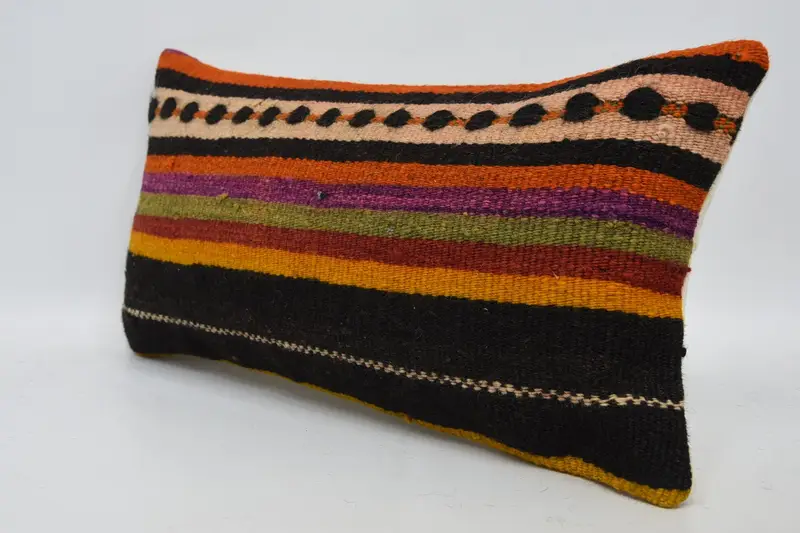 Bolster Cushion, Vintage Pillow, Throw Kilim Pillow, Kilim Cushion Sham, 12x24 Black Pillow Cover, Lounge Throw Cushion Case, Pillow Sham - 4