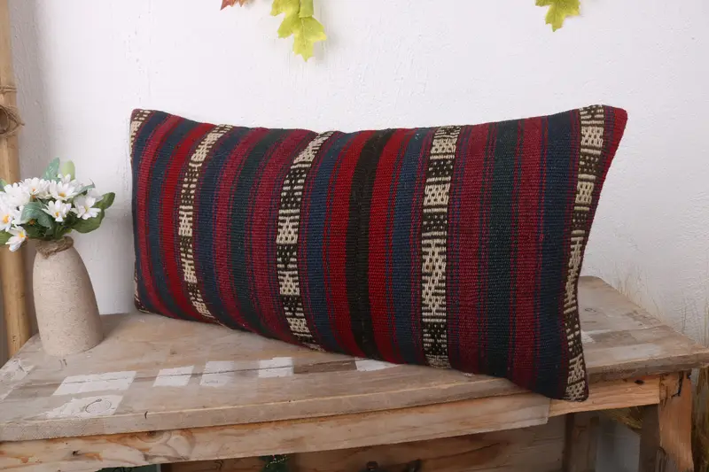 12x24 Red Cushion Cover, Cushion, Crochet Pattern Pillow Case, Pillow for Sofa, Throw Kilim Pillow, Boho Chic Pillow Sham, Turkish Pillow - 4