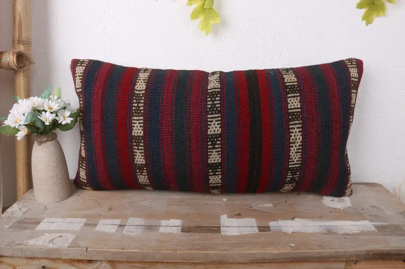 12x24 Red Cushion Cover, Cushion, Crochet Pattern Pillow Case, Pillow for Sofa, Throw Kilim Pillow, Boho Chic Pillow Sham, Turkish Pillow - 2