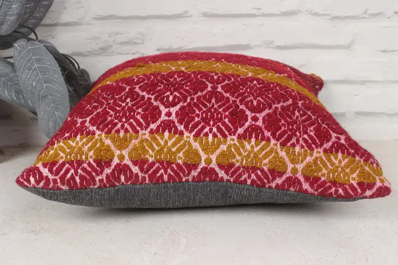 Kilim Cushion Sham, Retro Throw Pillow Case, 14x14 Red Pillow Cover, Indoor Cushion, Turkish Pillow, Antique Pillows, Pillow Case - 5