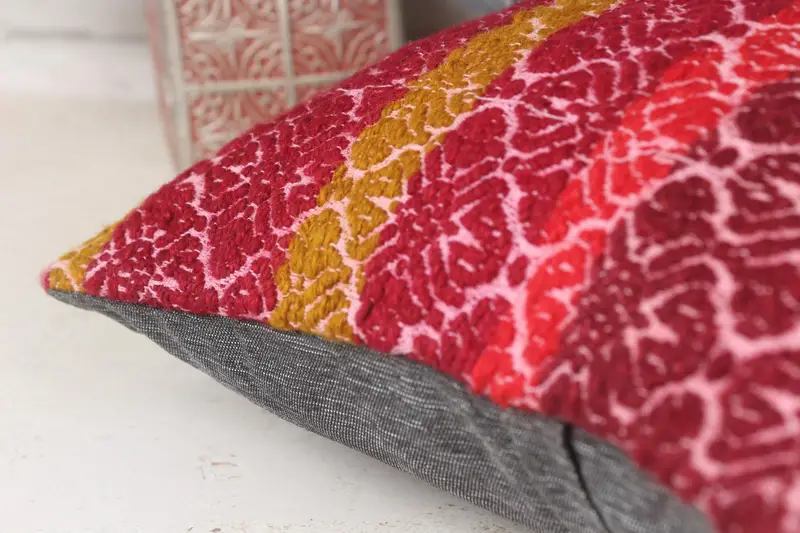 Kilim Cushion Sham, Retro Throw Pillow Case, 14x14 Red Pillow Cover, Indoor Cushion, Turkish Pillow, Antique Pillows, Pillow Case - 7