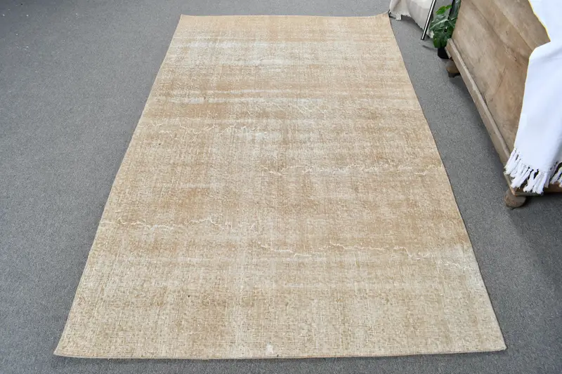 Türk Bölge Halısı 4.3x7 ft, Kahverengi Beyaz Bordürlü Halı Yün - 1
