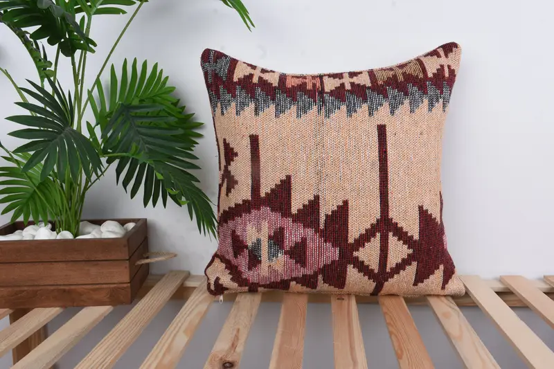 20x20 Red Pillow Case, Cushion, Vintage Kilim Pillow, Handmade Kilim Cushion, Chair Pillow, Handmade Throw Pillow Cover, Gift Pillow - 1