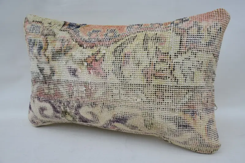 Decorative Throw Cushion Case, Gift Pillow, Ethnical Kilim Rug Pillow, Tapestry Cushion, Kilim Pillow, Pillow Case, 12x20 Beige Cushion Case - 3