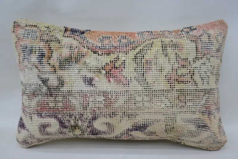 Decorative Throw Cushion Case, Gift Pillow, Ethnical Kilim Rug Pillow, Tapestry Cushion, Kilim Pillow, Pillow Case, 12x20 Beige Cushion Case - 4