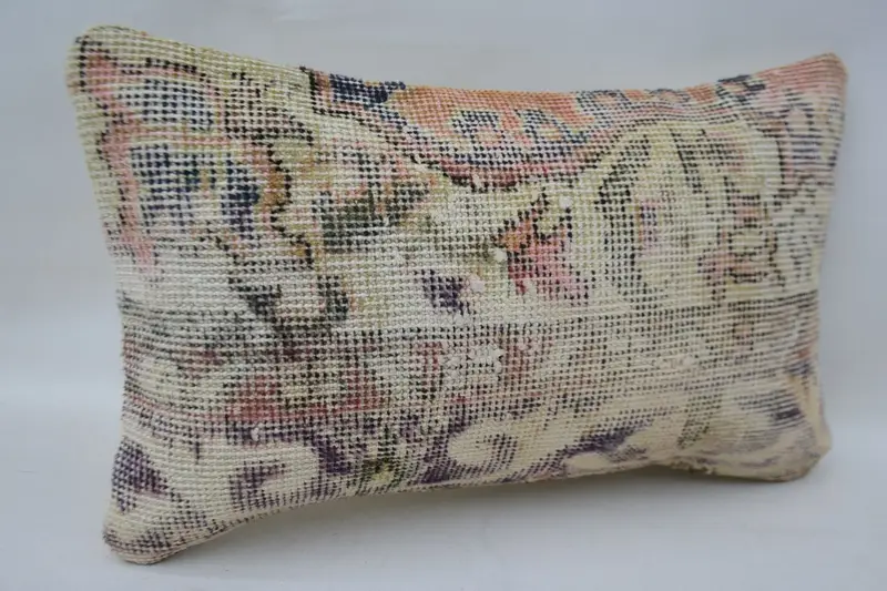 Decorative Throw Cushion Case, Gift Pillow, Ethnical Kilim Rug Pillow, Tapestry Cushion, Kilim Pillow, Pillow Case, 12x20 Beige Cushion Case - 2