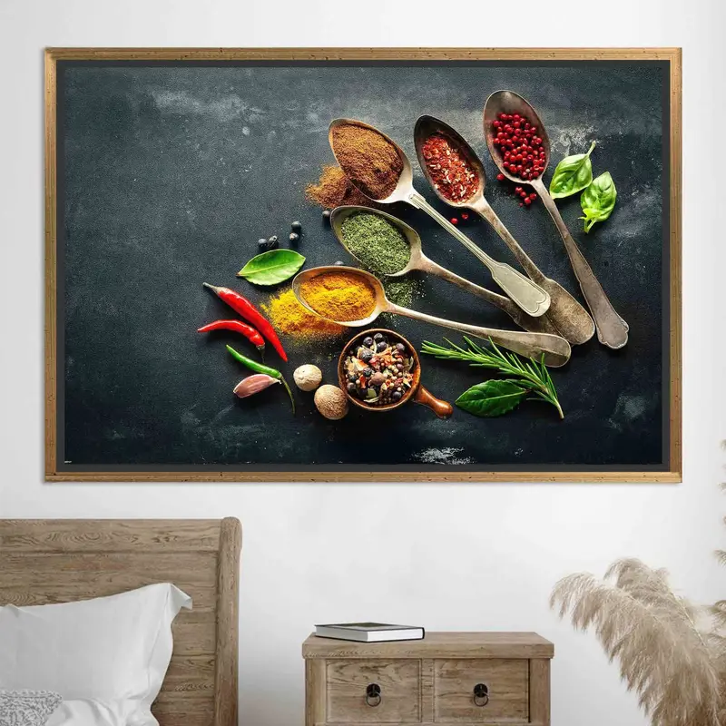 エレガントなインディアン スパイス キャンバス: ダイニング ルーム キッチン デコレーション