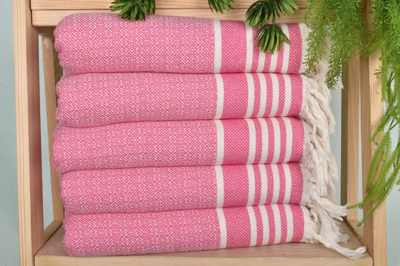 Turkish Tea Towel, Personalized Pink Cotton Dish Towel, 16x32 Inches