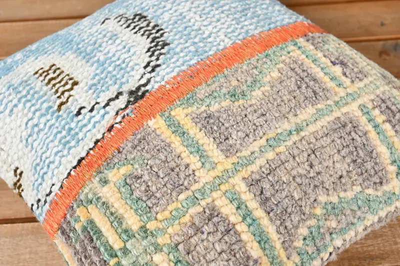 Pillow for Sofa, Handmade Kilim Cushion, Handmade Pillow, Couch Pillow Case, Cushion, 12x12 Blue Pillow Cover, Antique Pillows, Knitted Pillow Case - 3