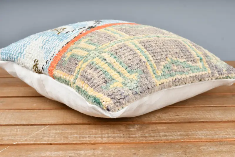 Pillow for Sofa, Handmade Kilim Cushion, Handmade Pillow, Couch Pillow Case, Cushion, 12x12 Blue Pillow Cover, Antique Pillows, Knitted Pillow Case - 4