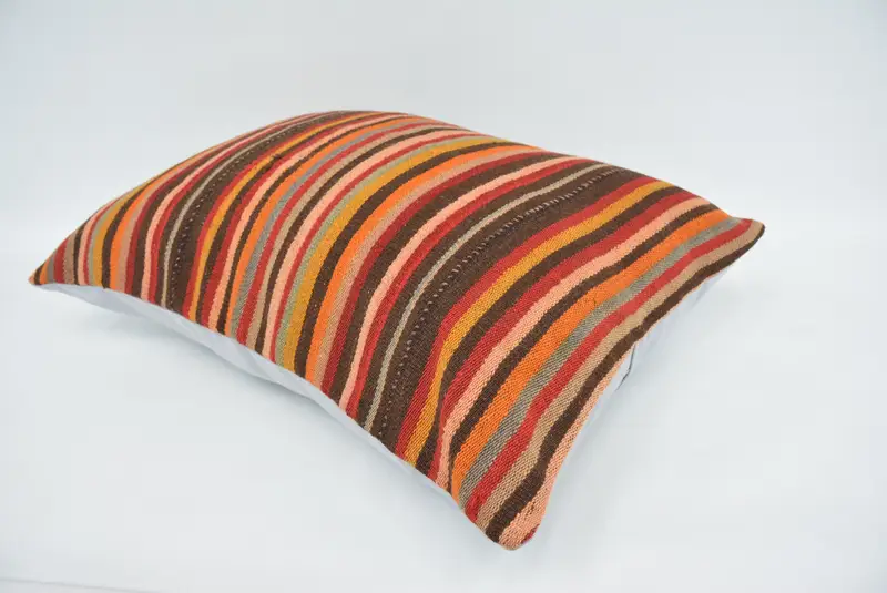 Turkish Corner Cushion, Vintage Pillow, 20x28 Brown Cushion Cover, Kilim Cushion Sham, Pattern Throw Pillow Cover, Home Decor Pillow, Pillow Sham - 6