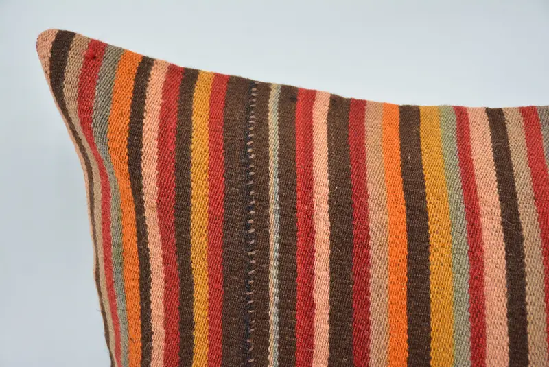 Turkish Corner Cushion, Vintage Pillow, 20x28 Brown Cushion Cover, Kilim Cushion Sham, Pattern Throw Pillow Cover, Home Decor Pillow, Pillow Sham - 2