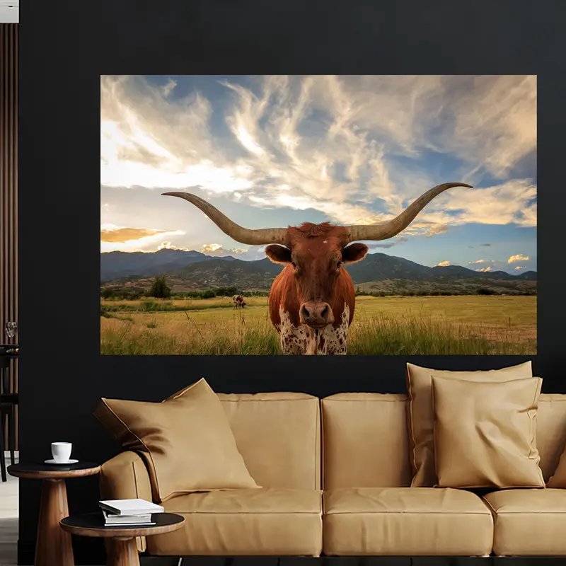 エレガントなプリントガラス: Longhorn & Mountain Landscape Design