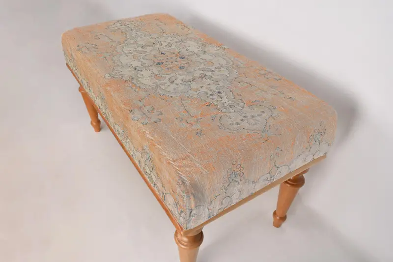 Modular Kilim-Inspired Ottoman, Medium Firm Foam-Filled Ottoman