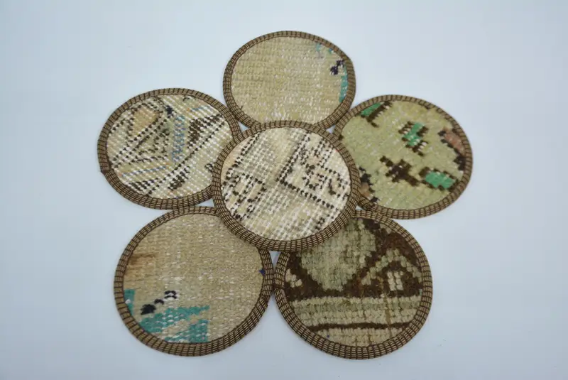 Elegante posavasos beige y verde, posavasos boho único