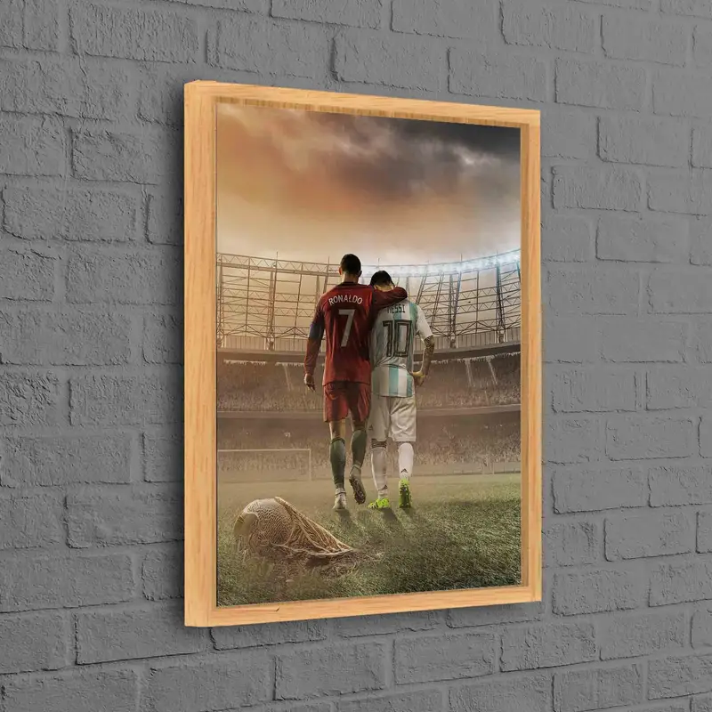 Lionel Messi & Cristiano Ronaldo Football Canvas Print