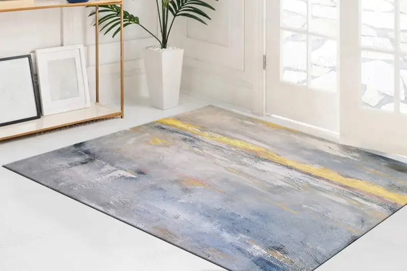 Rustik Loft Dekor için Gri Tonlarında Soyut Alçı Baskılı Halı