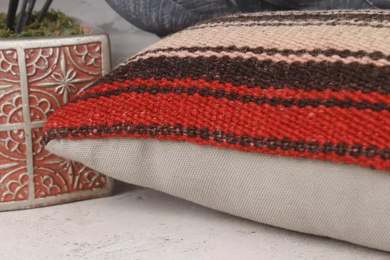 Interior Designer Pillow, Outdoor Bolster Pillow Case, 8x16 Red Cushion Cover, Turkish Pillow, Handmade Kilim Cushion, Pillow Cover - 7