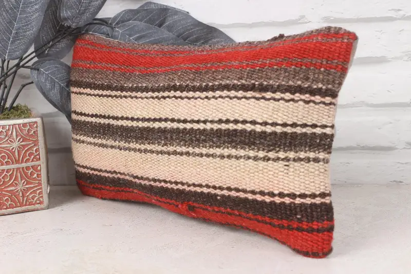 Interior Designer Pillow, Outdoor Bolster Pillow Case, 8x16 Red Cushion Cover, Turkish Pillow, Handmade Kilim Cushion, Pillow Cover - 4