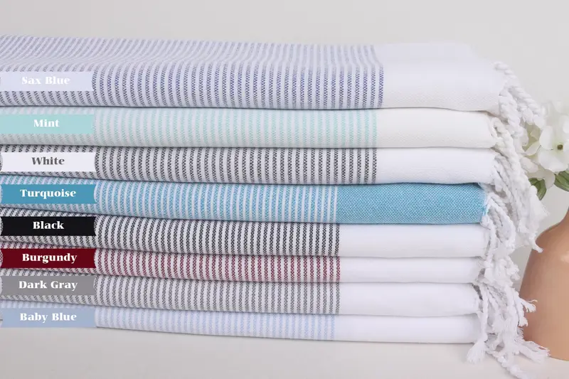 Turkish Hand Towel, Beach Theme Bachelorette Party, Monogrammed Hand Towel, House Warming Gift, 40x18 Cotton Striped Towel, Personalized Hand Towel - 2