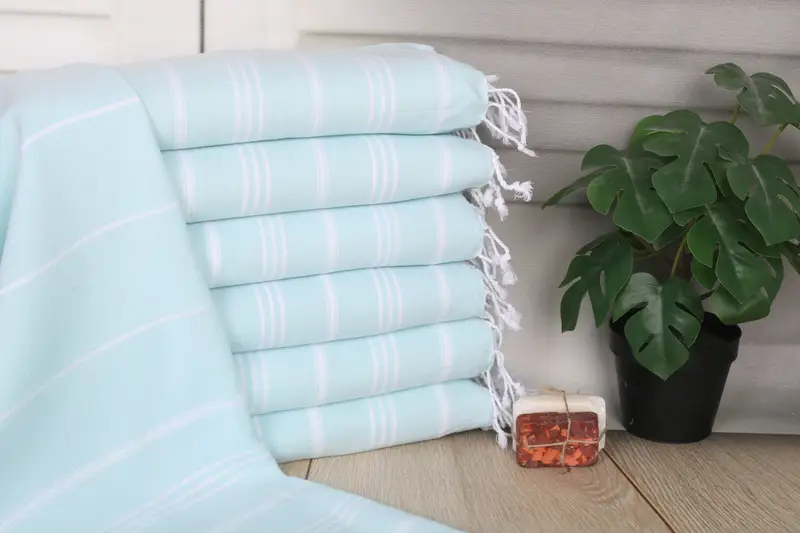 Mint Cotton Tea Towel Striped Kitchen Towel, 24x40 Inches