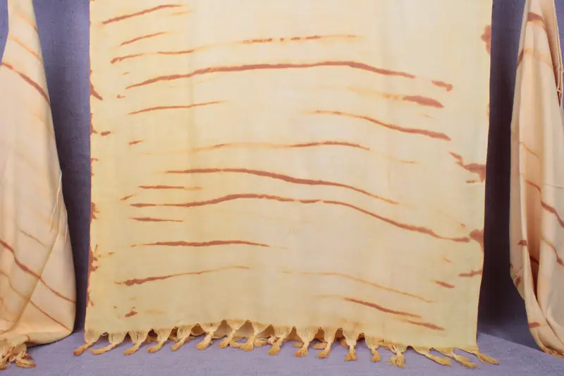 トルコバスタオル マスタードタイダイ、オーガニックコットン、ベージュ、40x63インチ