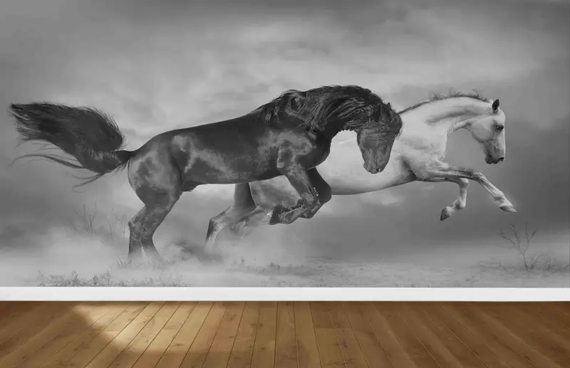 Modern At Baskı Duvar Kağıdı: At Severler için Zarif Loft Dekoru