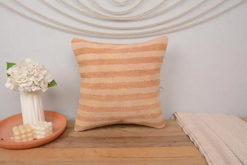 Crochet Pattern Pillow, 16x16 Beige Pillow Sham, Gift Pillow, Ethnic Pillow Sham, Boho Pillow, Kilim Pillow, Pillow Cover, Bed Pillow Case - 2