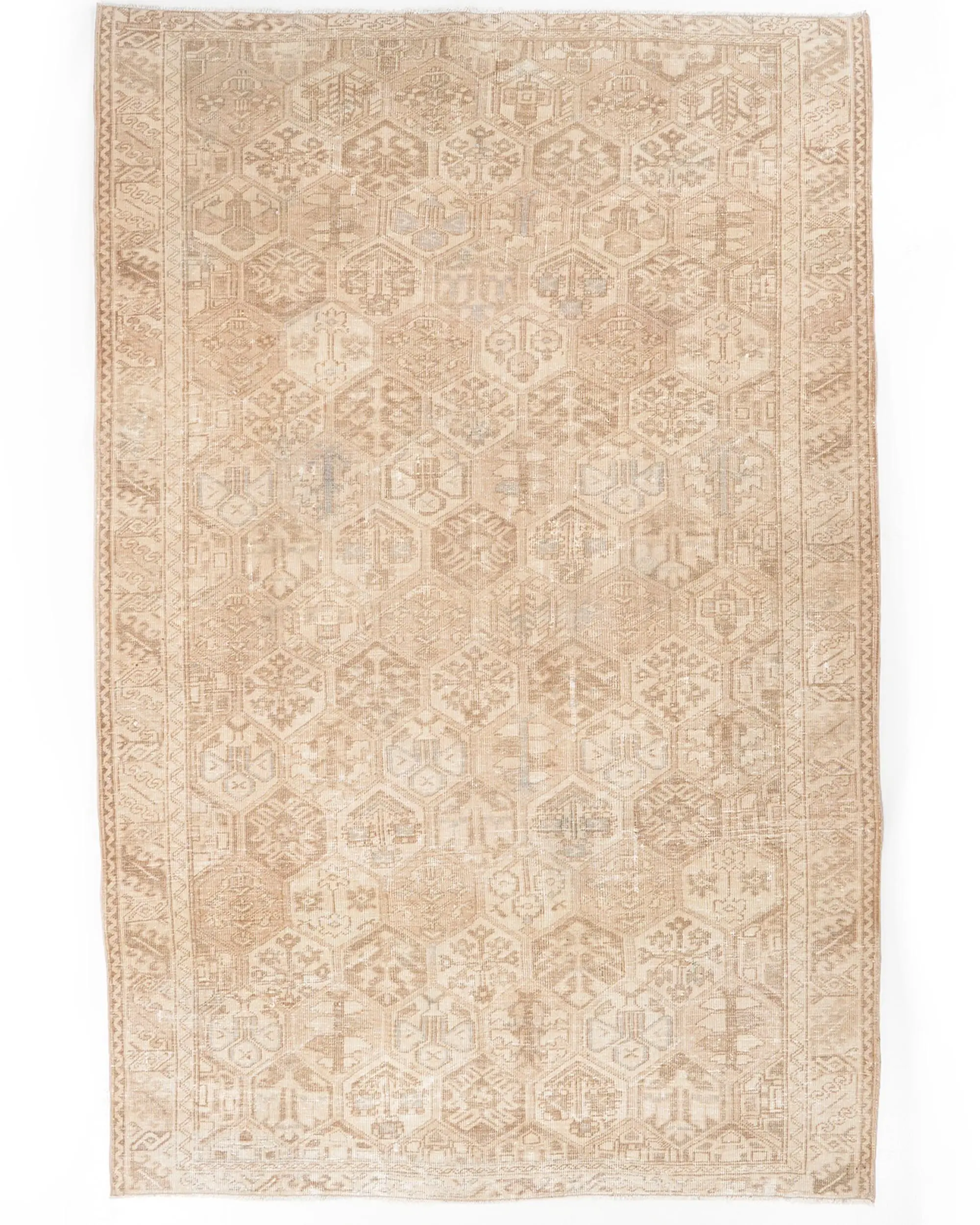 6.4x9.7 ft Türk Halısı, Vintage Büyük Halı, Kahverengi Gri Yün Halı - 1