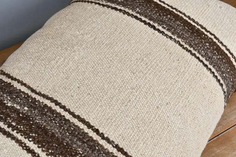 Oriental Pillow, Bolster Throw Pillow Sham, Throw Kilim Pillow, 16x24 Beige Cushion, Cushion, Pillow for Couch, Chair Pillow Sham, Kilim Pillow - 4