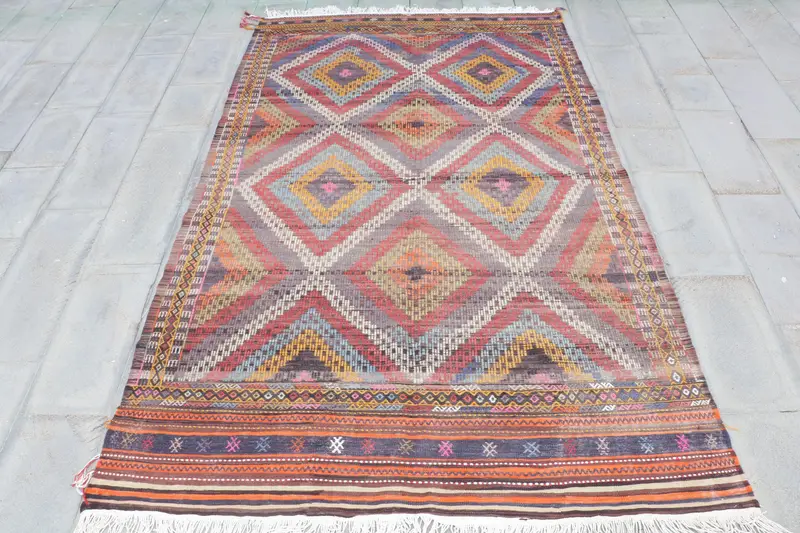 Alfombra roja y violeta, estampado liso 180x270 cm