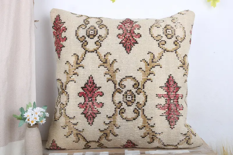 28x28 White Pillow Cover, Turkish Corner Pillow Sham, Antique Pillows, Cushion Cover, Kilim Cushion Sham, Boho Pillow Sham Cover, Bed Pillow Case - 2