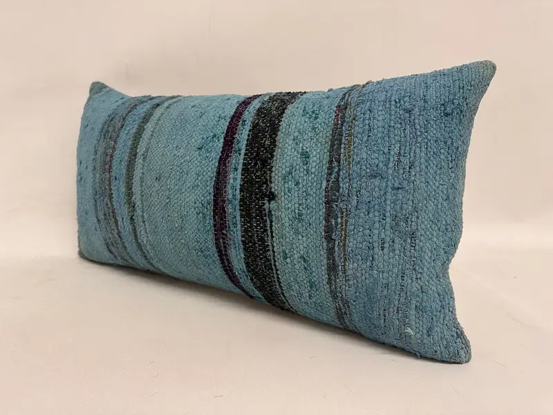 Home Decor Pillow, Ikat Pillow, Pillow Sham, 12x24 Blue Cushion Case, Pillow for Sofa, Handmade Kilim Cushion, Shabby Chic Pillow Sham - 3