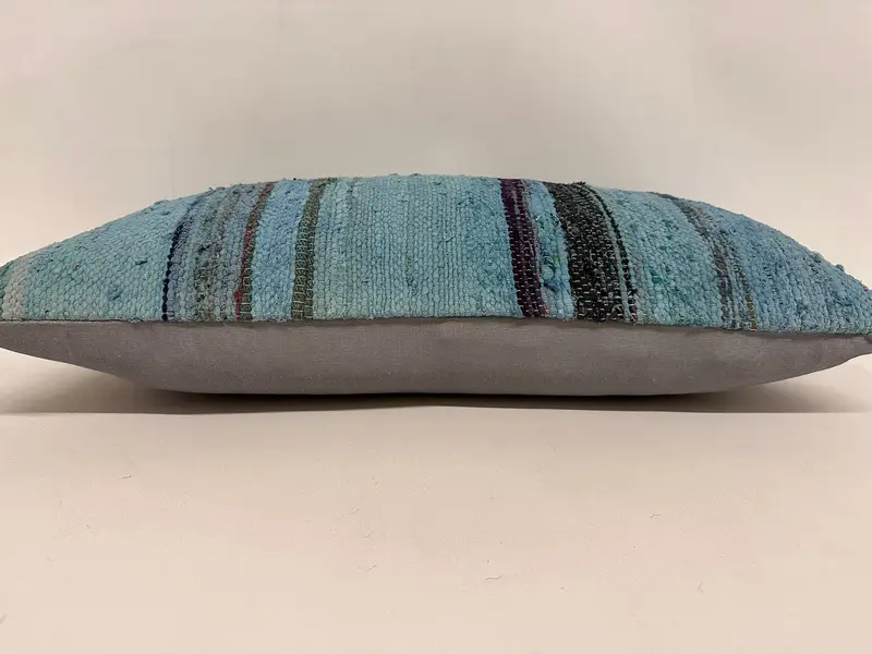 Home Decor Pillow, Ikat Pillow, Pillow Sham, 12x24 Blue Cushion Case, Pillow for Sofa, Handmade Kilim Cushion, Shabby Chic Pillow Sham - 5