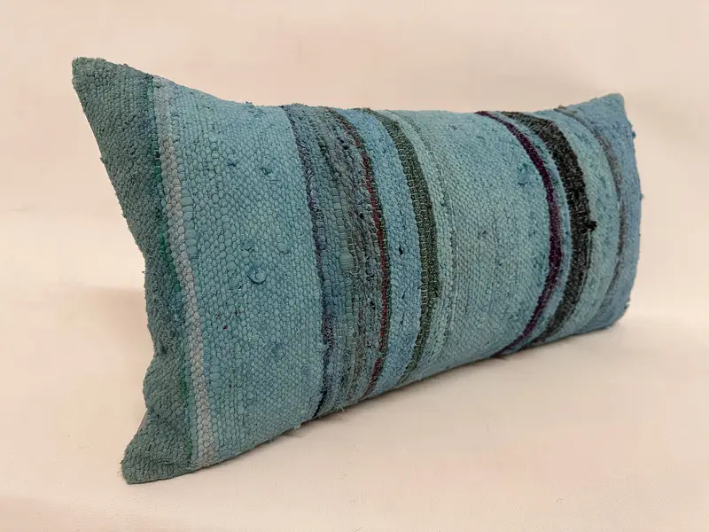Home Decor Pillow, Ikat Pillow, Pillow Sham, 12x24 Blue Cushion Case, Pillow for Sofa, Handmade Kilim Cushion, Shabby Chic Pillow Sham - 4