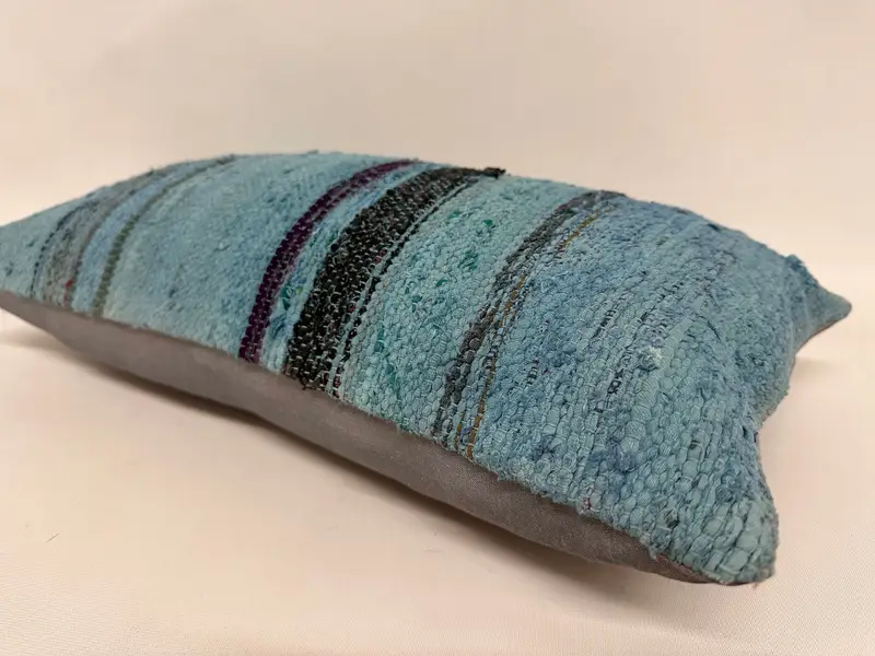 Home Decor Pillow, Ikat Pillow, Pillow Sham, 12x24 Blue Cushion Case, Pillow for Sofa, Handmade Kilim Cushion, Shabby Chic Pillow Sham - 6