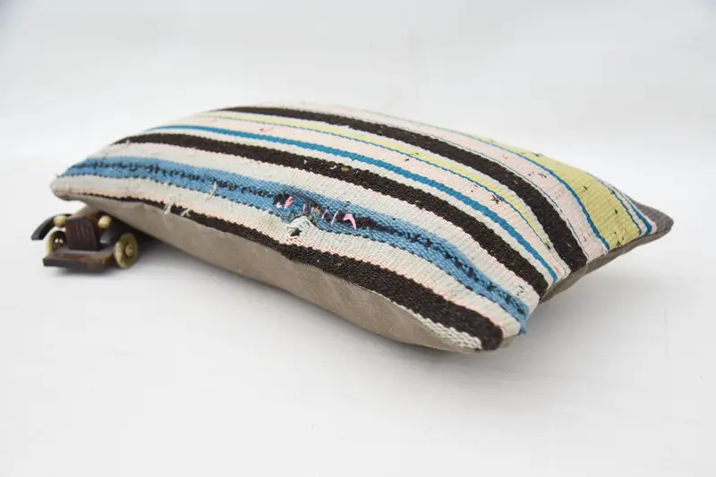 Vintage Kilim Throw Pillow, Cotton Cushion, Authentic Cushion Cover, Vintage Pillow, Pillow Case, 12x20 Blue Cushion Case, Pillow for Sofa - 6