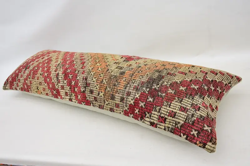 Kilim Cushion Sham, Pastel Cushion, Turkish Corner Pillow, Pillow Sham, Boho Pillow, Home Decor Pillow, 16x48 Red Cushion Case - 6