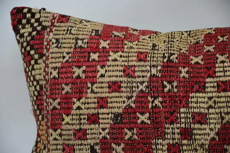 Kilim Cushion Sham, Pastel Cushion, Turkish Corner Pillow, Pillow Sham, Boho Pillow, Home Decor Pillow, 16x48 Red Cushion Case - 2