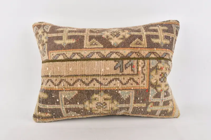 Neutral Throw Cushion Case, Antique Pillows, Kilim Pillow, Christmas Cushion, Pillow Cover, Pillow for Sofa, 20x28 Brown Pillow Case - 1