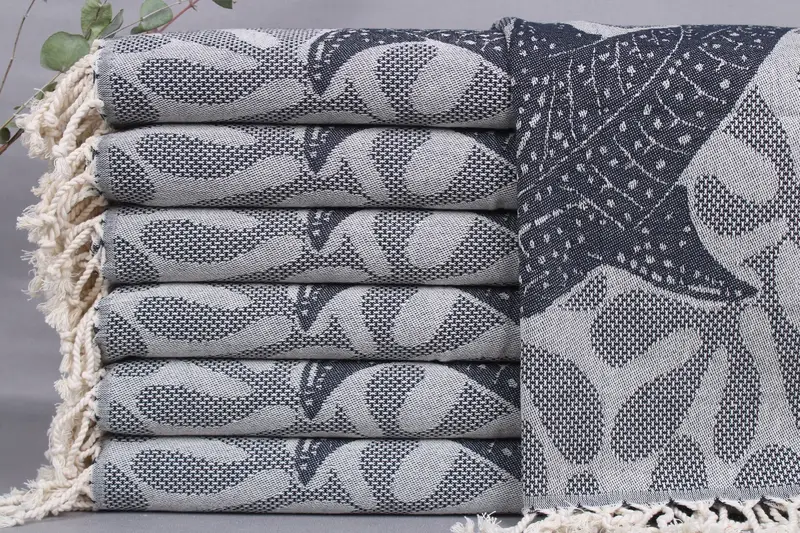 Hand Towel Navy Fish Pattern, 18x38 Inches, Subcategory Bath Towel, Beige