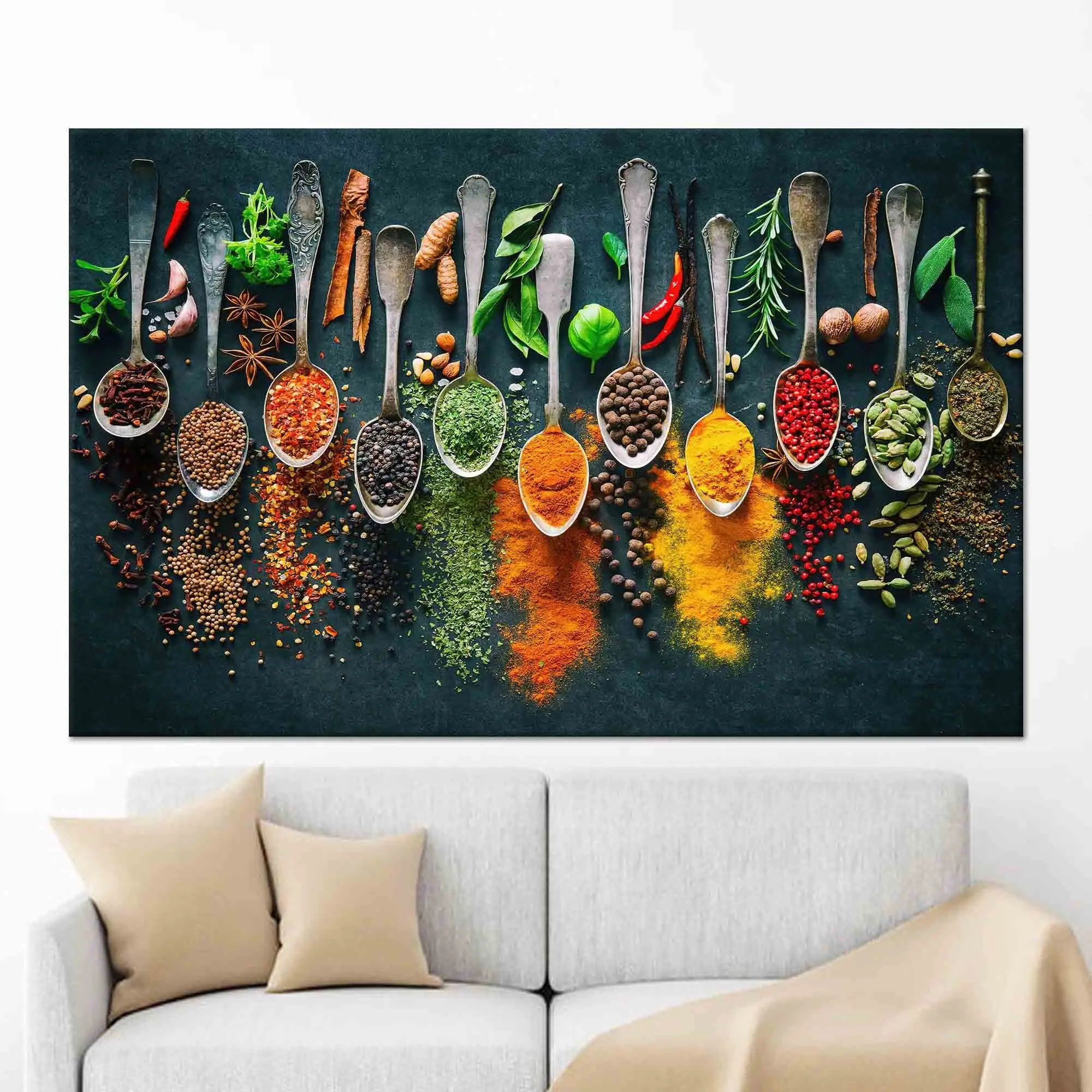 Elegant Spices Canvas Print: Vibrant Indian Spices Artwork - 1